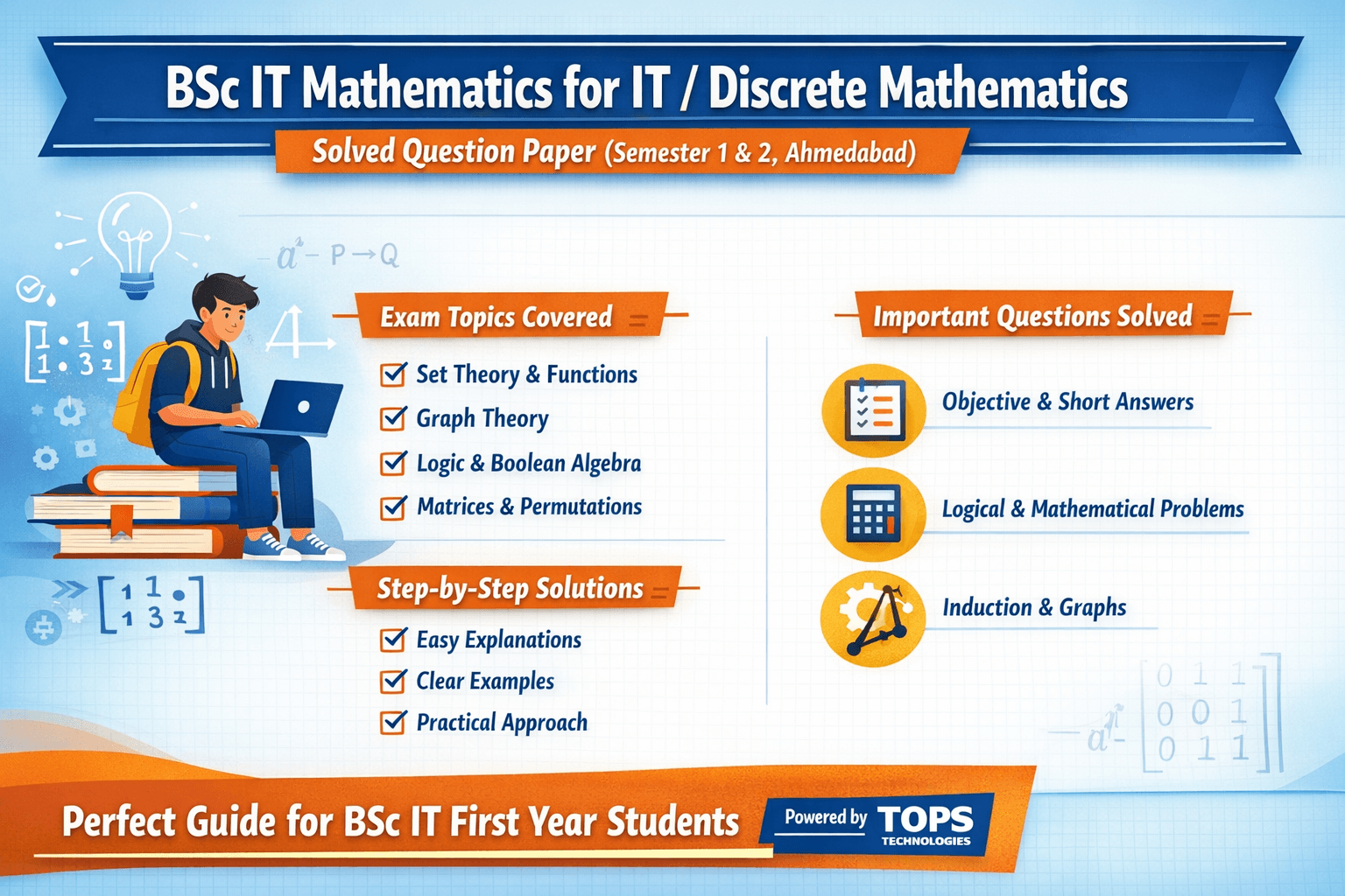 BSc IT Discrete Mathematics Solved Exam Paper (Semester 1 & 2)