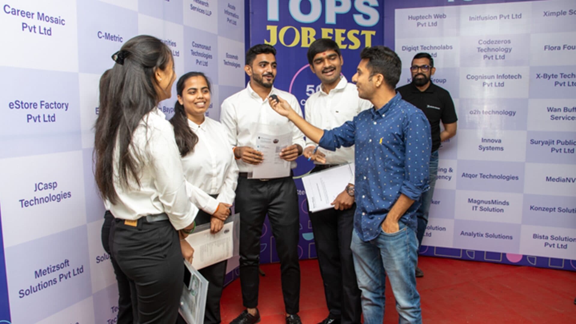 Recognition at the JobFest backdrop