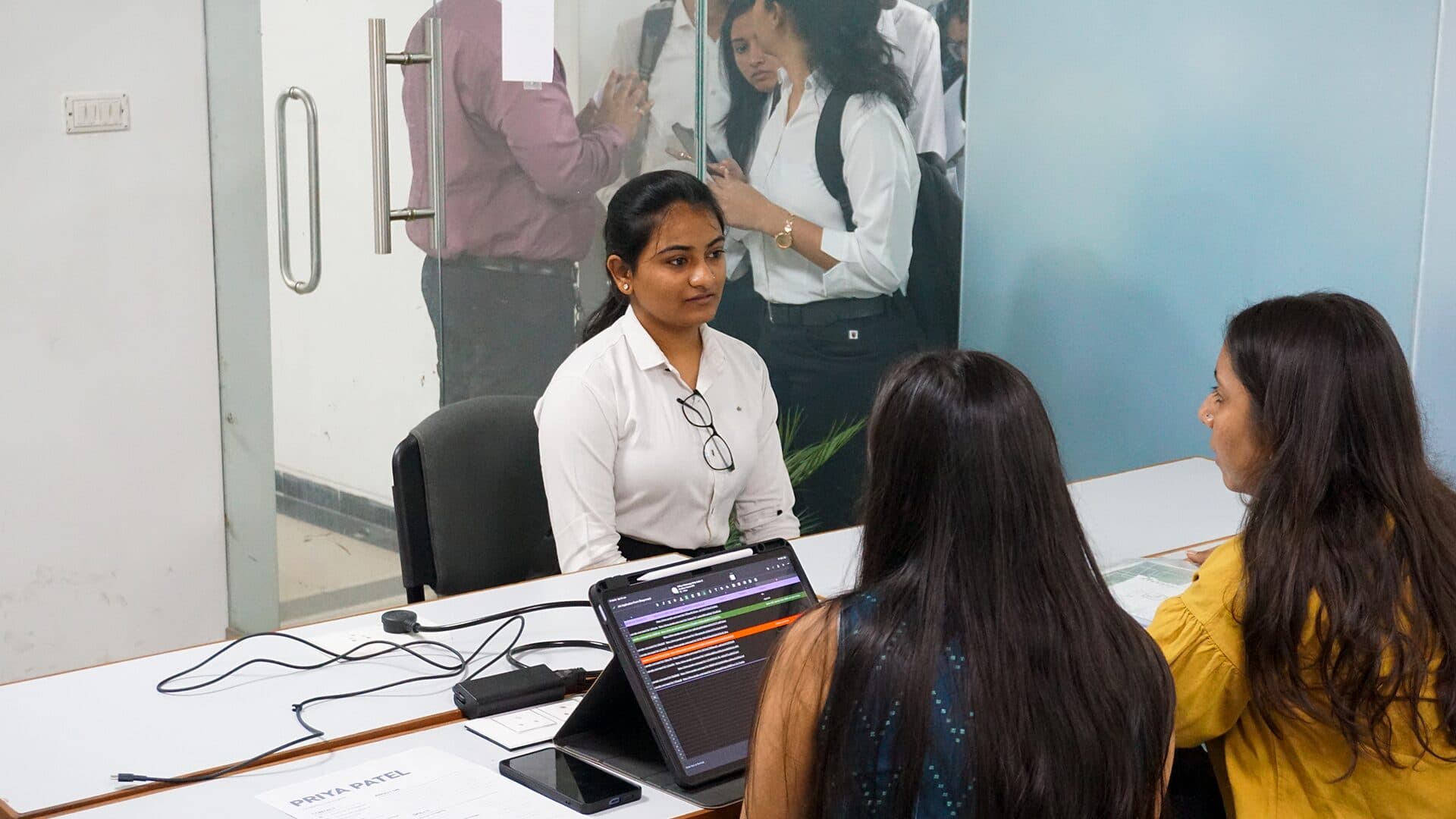 Technical interview at the hiring desk