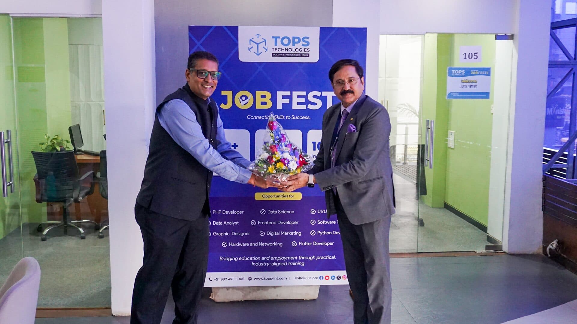 Offer letter & bouquet handover